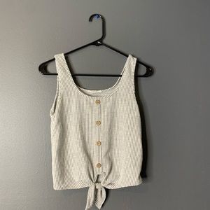 Easy wearing, pinstripe soft tank top with front tie for breezy summer livin